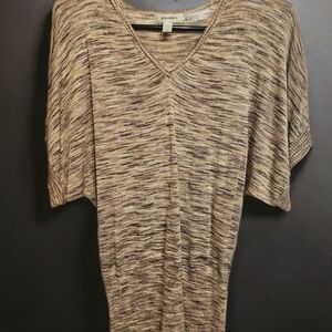 Dressbarn Women's Tan and Brown Knit Blouse